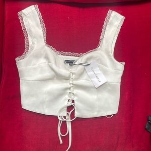 2 for 60 nwt cotton candy LA white lace corset style top